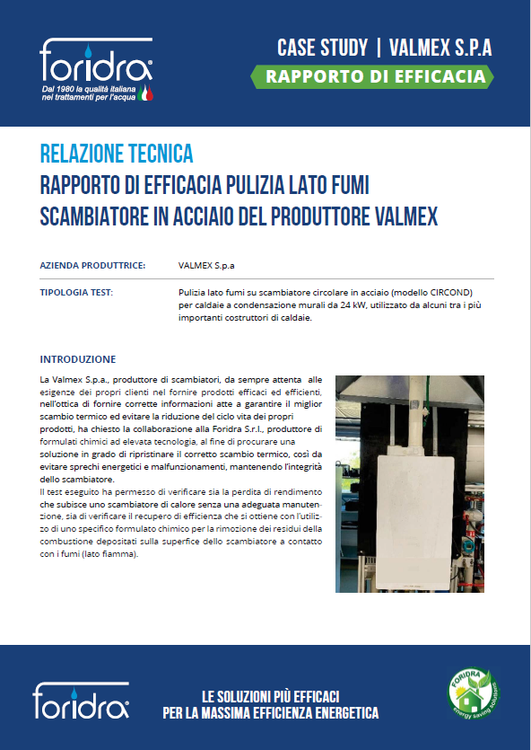 CASE STUDY: RAPPORTO DI EFFICACIA PULIZIA SCAMBIATORE VALMEX S.P.A