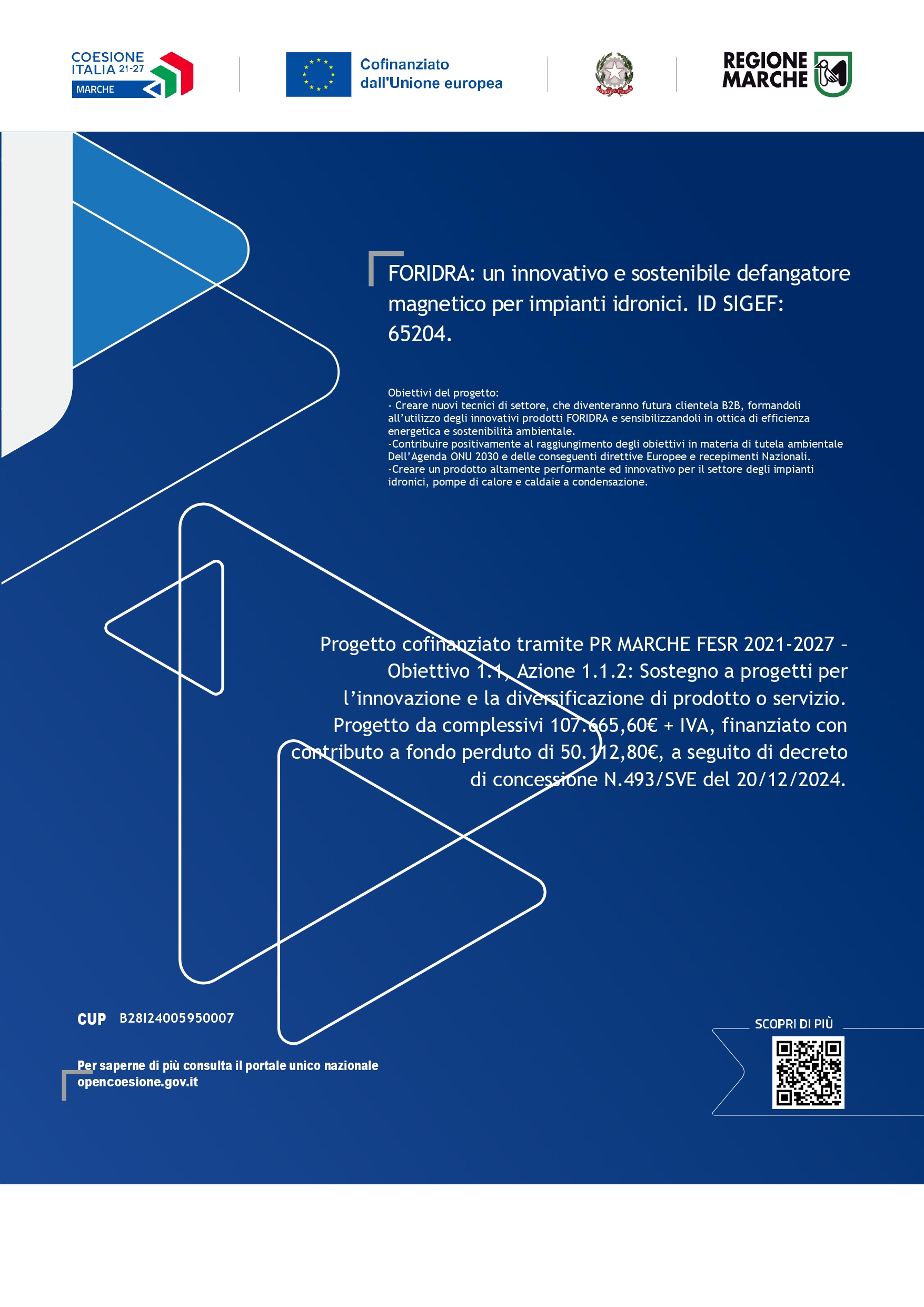  PR MARCHE FESR 2021-2027: "Un innovativo e sostenibile defangatore magnetico per impianti idronici"